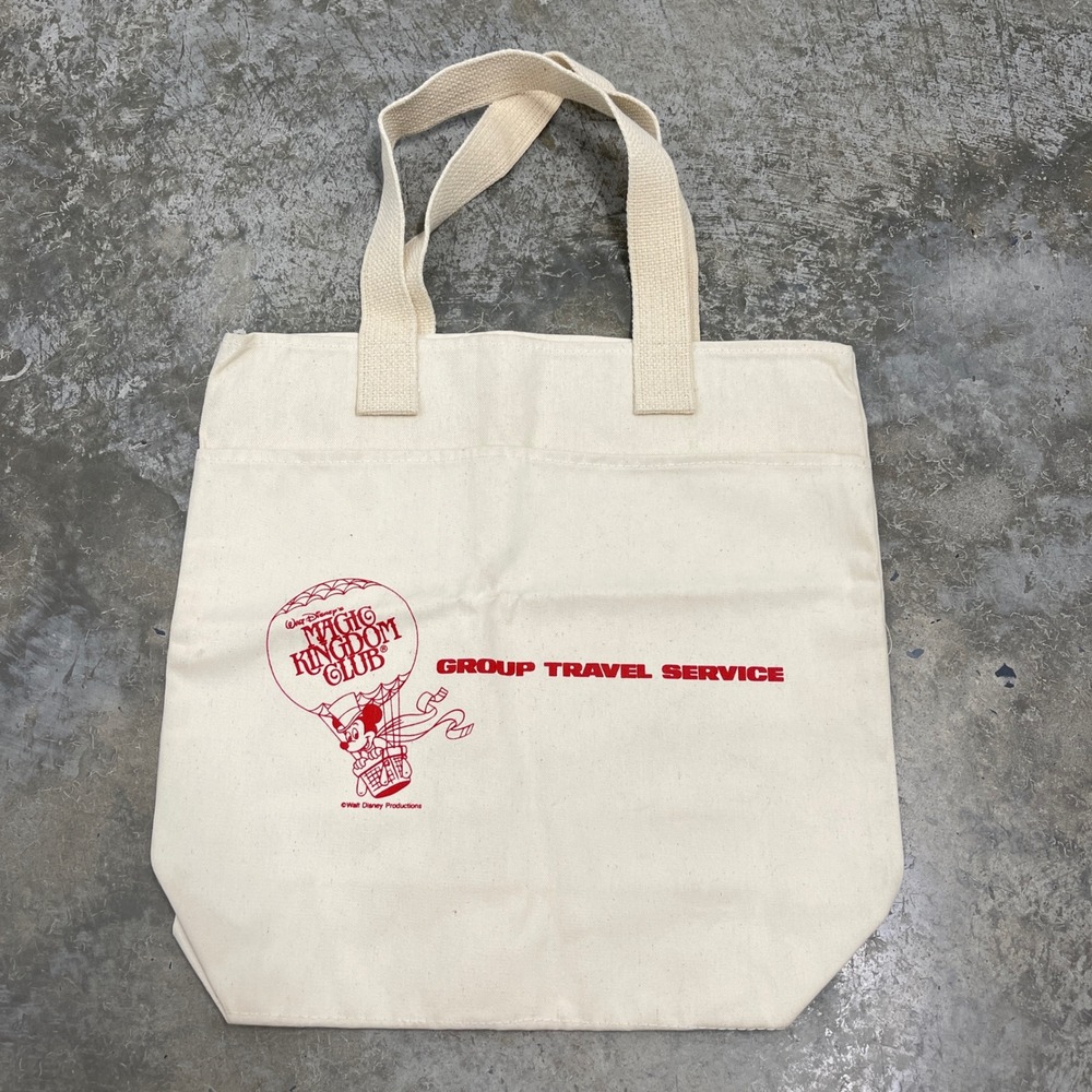 Vintage Disney Magic Kingdom Club Mickey Mouse Canvas Tote Bag Group Travel Red